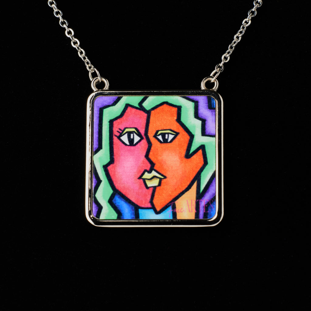 The Face Artes Beauty LLC Necklace Unique Art Square Creative Jewelry